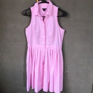 👚 Ann Taylor 6P Pink Sleeveless Oxford Shirtdress